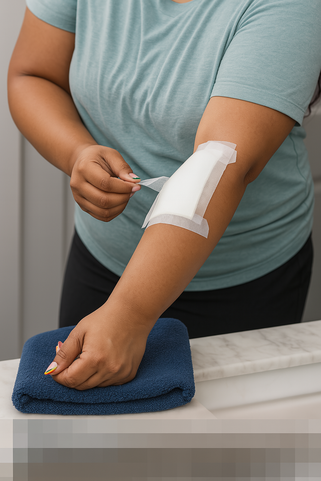 Person applying medical patch